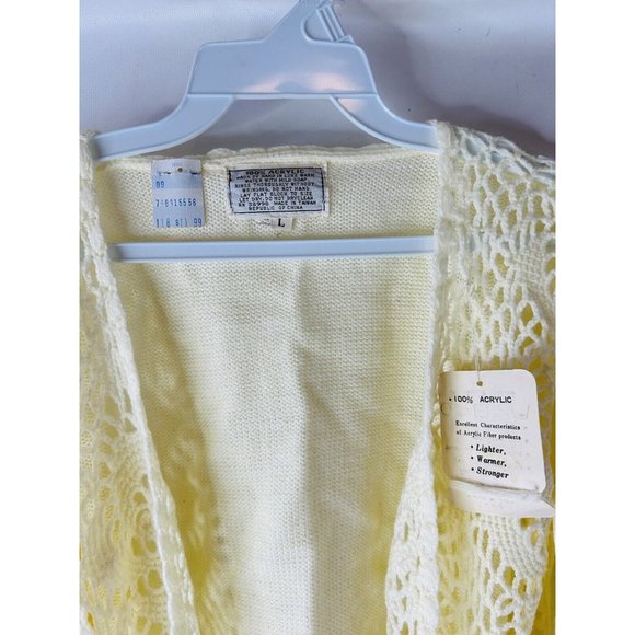 NOS VTG 70s Crochet Knit Wrap Belted Cardigan Sweater Hippy Y2K - Picture 2 of 7